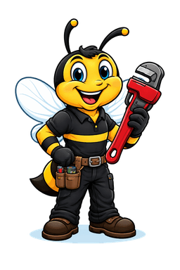Plumble Bee, the everyday Biz-E-Bee tradesbee mascot for drains and routine plumbing